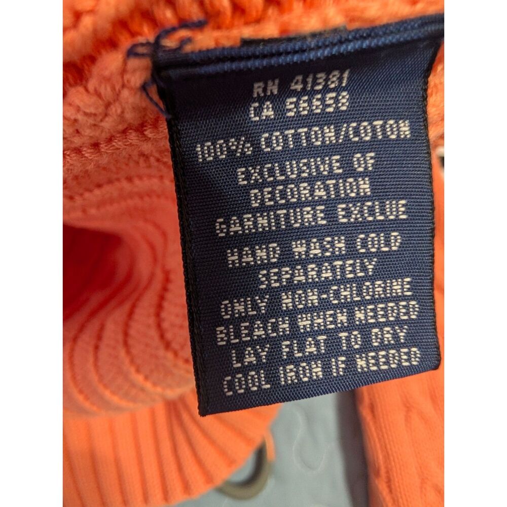 Ralph Lauren Y2K Coral Cable Knit Cotton Sweater XL Preppy Pony Logo Old Money - Picture 4 of 7